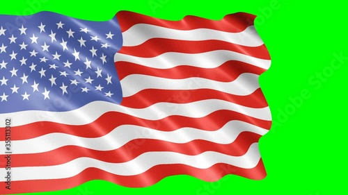 Wallpaper Mural American flag waving in the wind. Realistic Flag background. Looped animation on green background. Torontodigital.ca