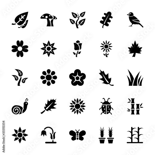 Nature Glyph Icons Set  © Vectors Market