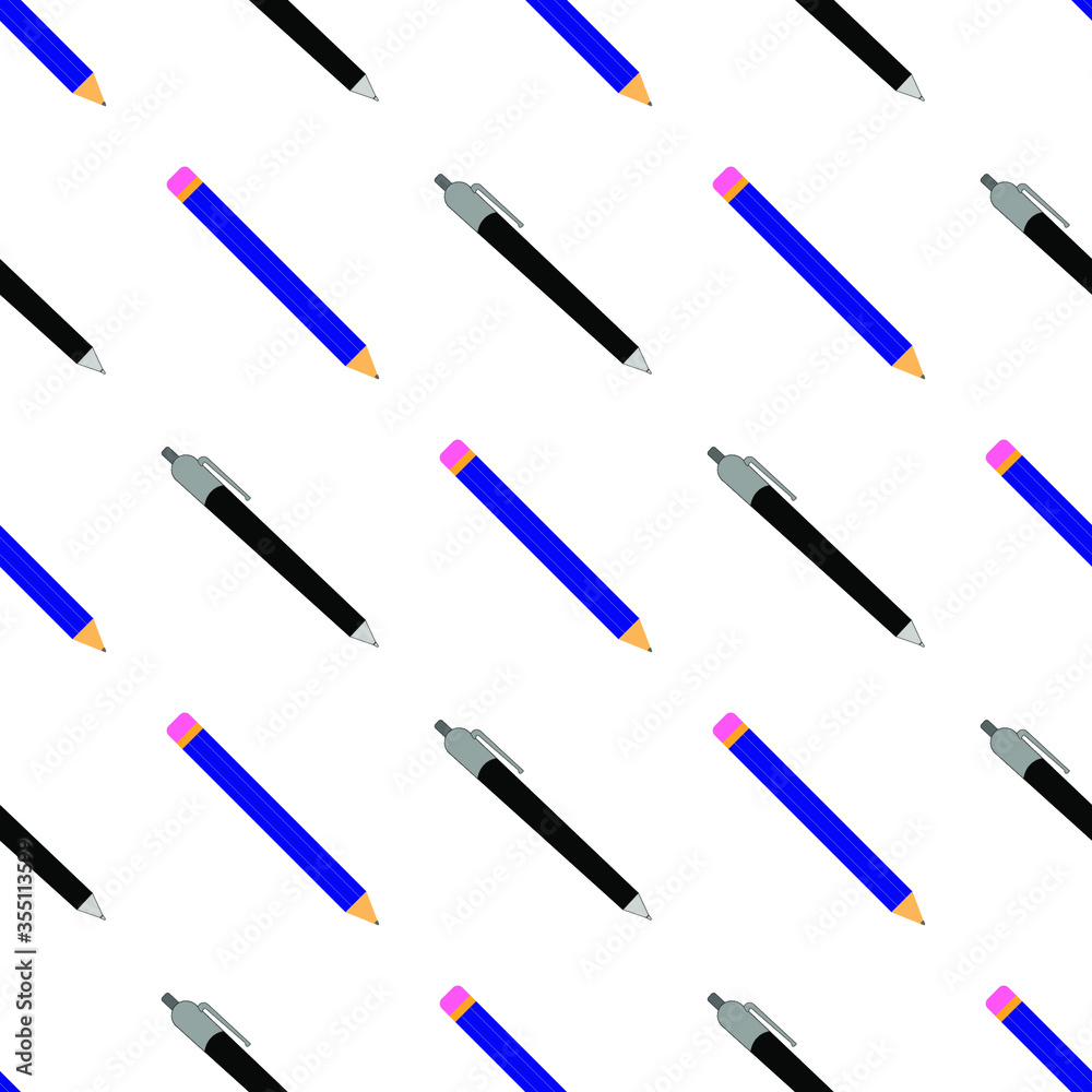 seamless pattern with pencils and pens seamless pattern with pencils and pens