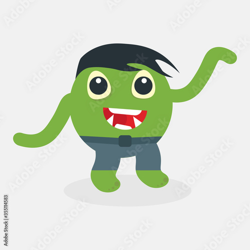 Cartoon green monster smiling