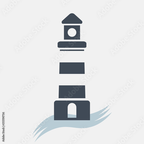 lighthouse icon with wave vector