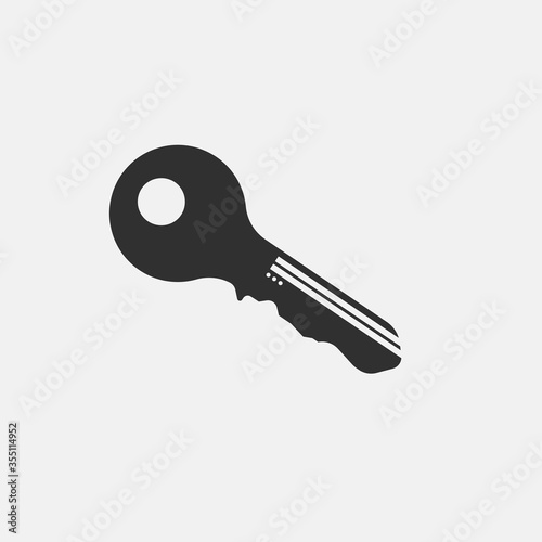 Door key in black and white, flat design