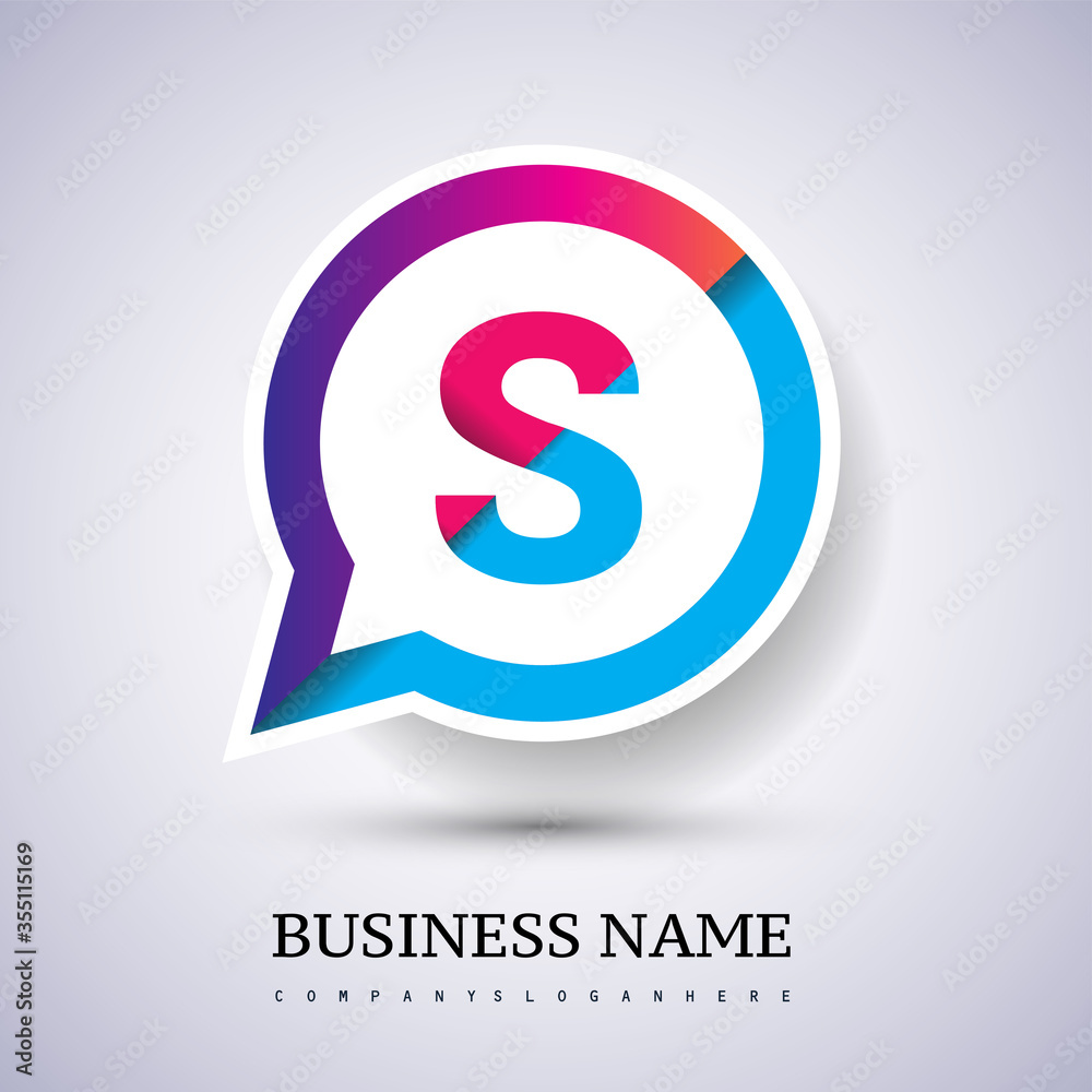 logo S letter colorful on circle chat icon. Vector design for your logo application for company identity. logo S letter colorful on circle chat icon. Vector design for your logo application for company identity.