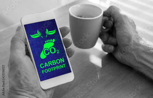 Carbon footprint concept on a smartphone