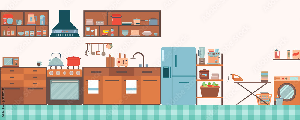 Kitchen Landscape Vector Illustration