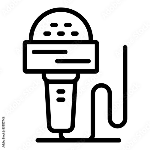 Tv reporter microphone icon. Outline tv reporter microphone vector icon for web design isolated on white background