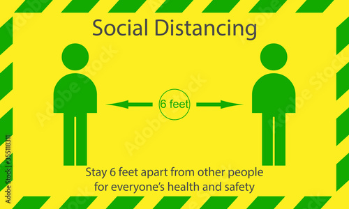 Icon people concept Social Distancing stay 6 feet apart from other people, the practices put in place to enforce social distancing, vector illustration