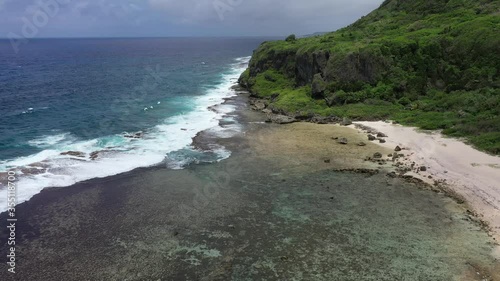 Over the beach in Yona, Guam via drone photo