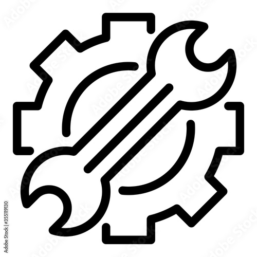Gear wrench engineer icon. Outline gear wrench engineer vector icon for web design isolated on white background