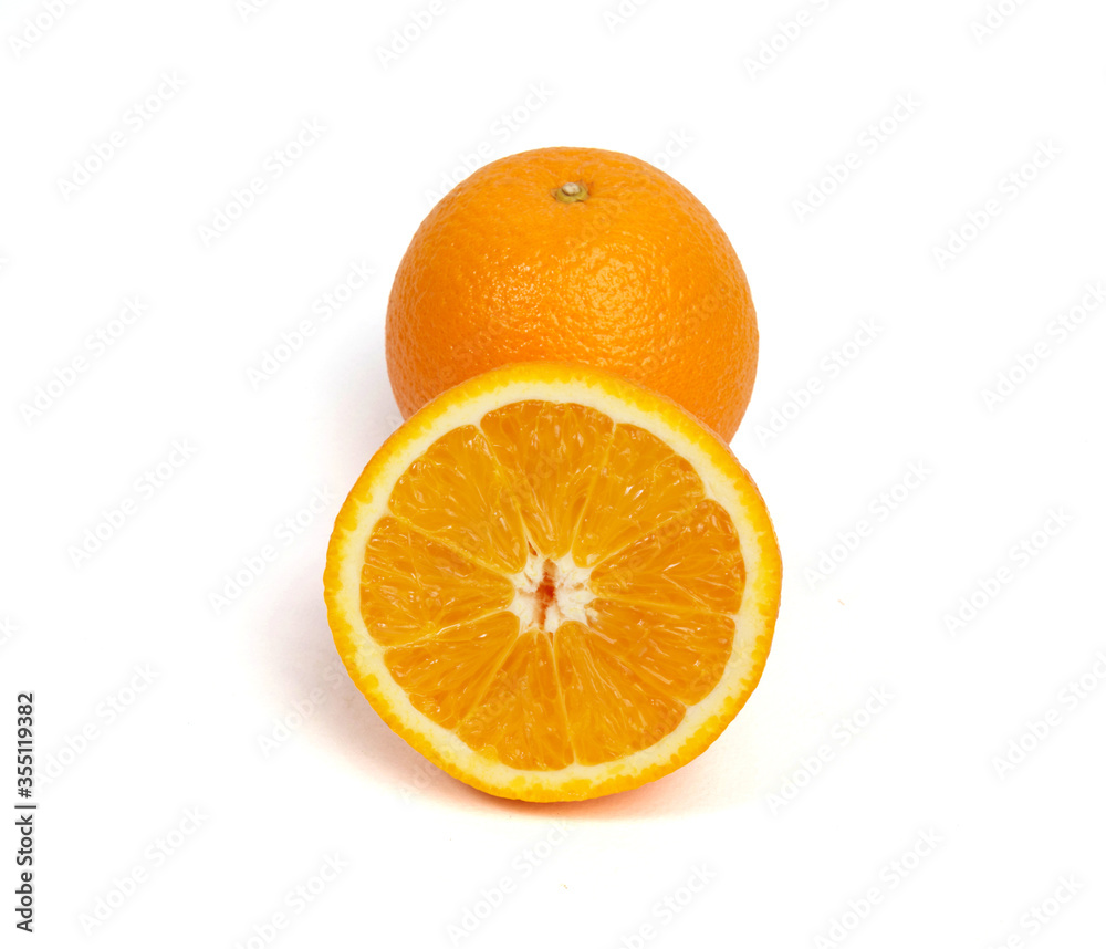 Orange fruit isolated on white background,Valencia Orange, With clipping path