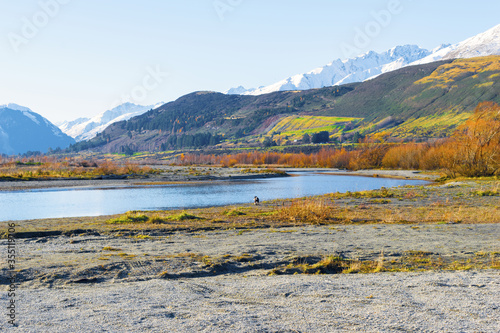 Glenorchy at the northern end of Lake Wakatipu in the South Island region of Central Otago, New Zealand photo