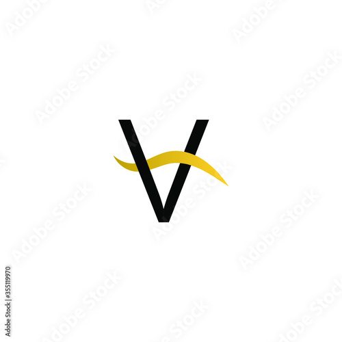 Letter V monogram with gold stripes