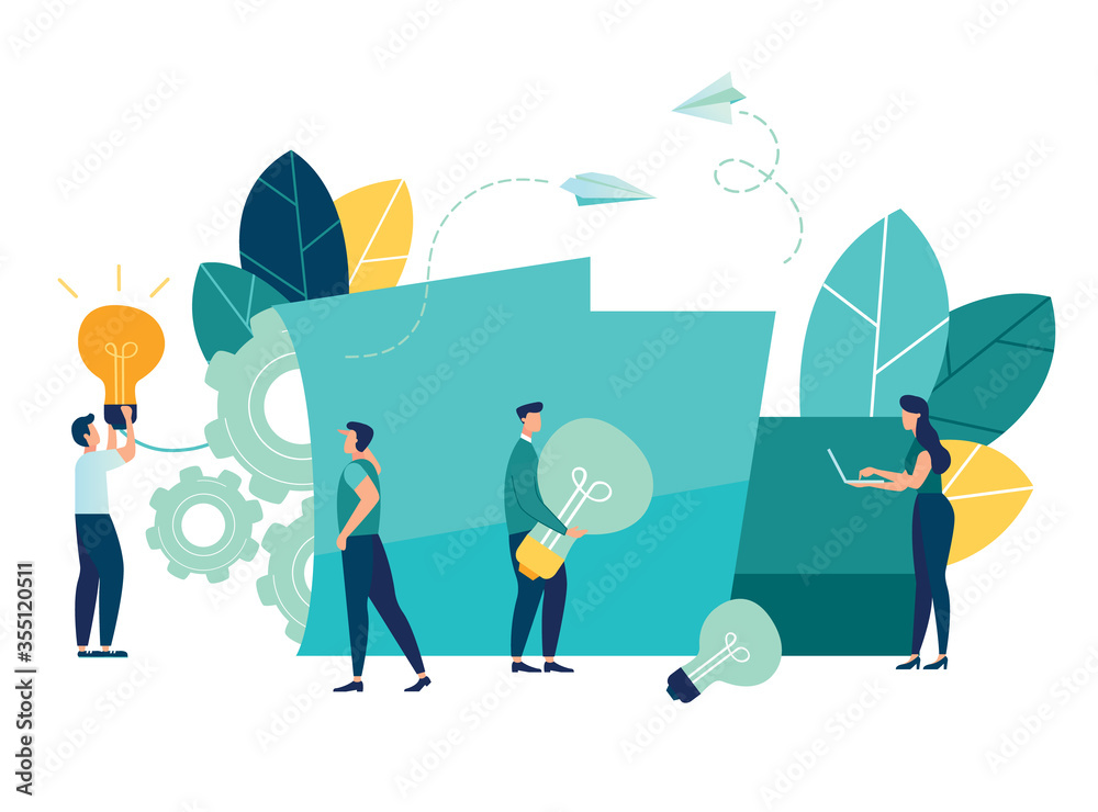 Vector creative illustration of business graphics, the company is engaged in joint search for ideas, abstract person's head, filled with ideas of thought and analytics, replacing old with new Vector creative illustration of business graphics, the company is engaged in joint search for ideas, abstract person's head, filled with ideas of thought and analytics, replacing old with new