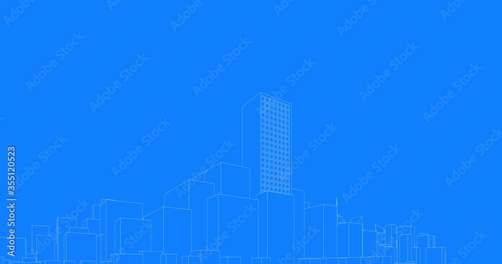 Perspective outline architecture building 3d illustration, modern urban architecture abstract background design Perspective outline architecture building 3d illustration, modern urban architecture abstract background design