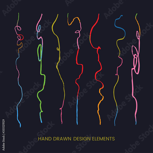 Vector colorful modern set with hand drawn doodle abstract round llustrations. Can be used as elemets for design greeting cards, poster, card, packaging paper design