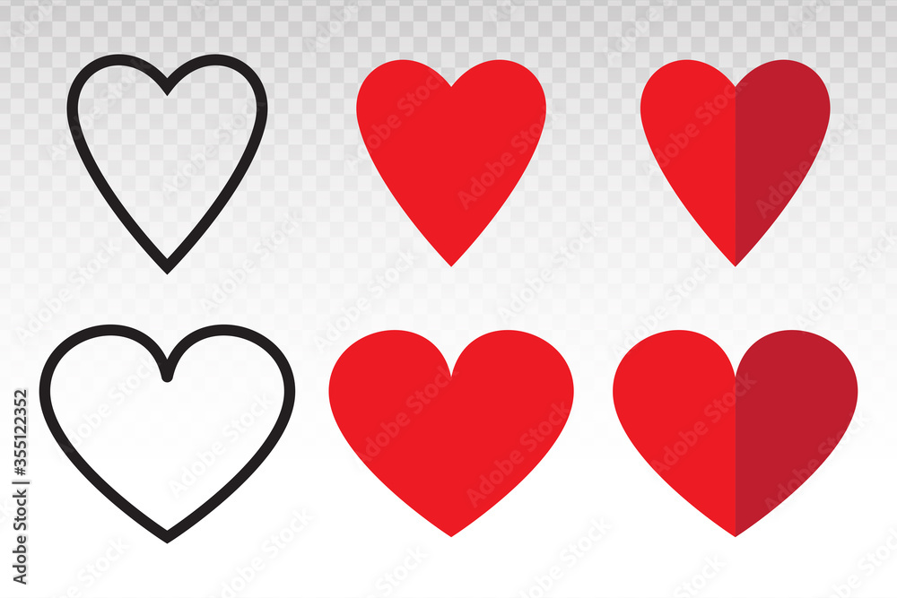 Red heart shape / love / romance vector icon for apps and websites