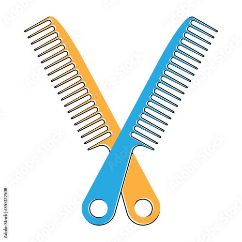 crossed on hair comb flat colour vector icon for apps and websites