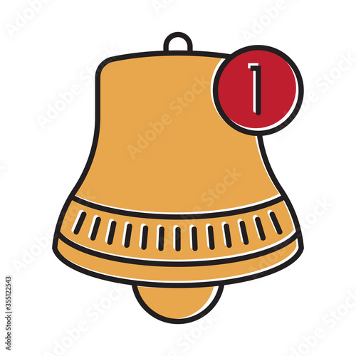 Inbox message bell notification flat colour icon for apps or websites