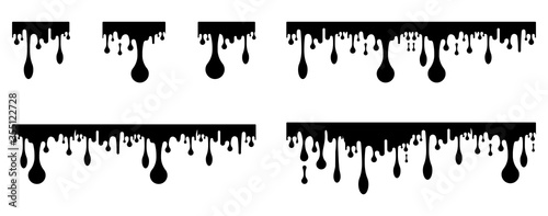 Black melt drip or liquid paint droplet