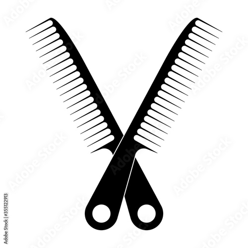 crossed on hair comb line art vector icon for apps and websites