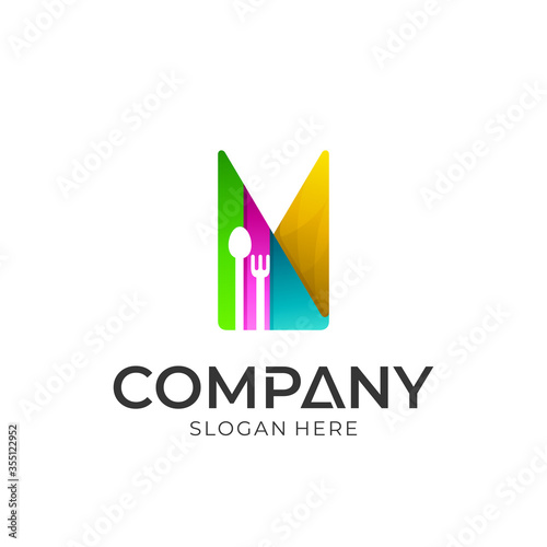 Free Download Letter M with Spoon Fork Logo Concept  - GFXLoad