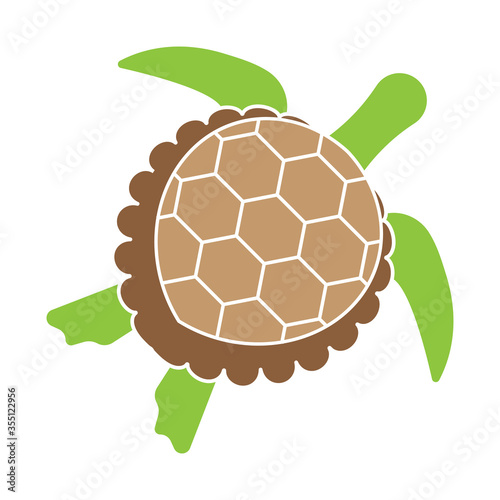 Green sea turtle or marine turtle flat icons for apps and websites