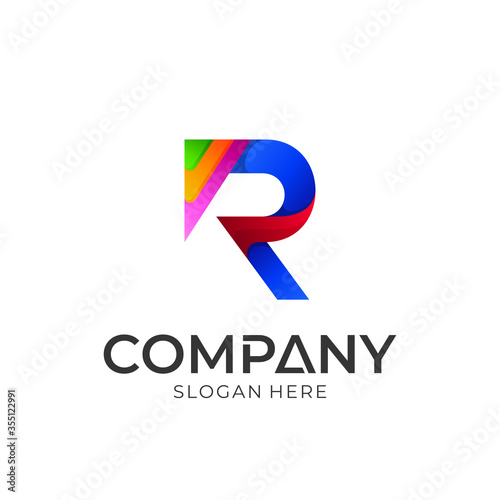 Free Download Initial Letter R Colorful Logo Design, Modern Brand Name Business Logo Template - GFXLoad