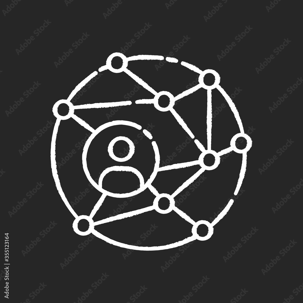 Networking chalk white icon on black background. Global communication. Public relation strategy. Worldwide connection. Internet information in cyberspace. Isolated vector chalkboard illustration Networking chalk white icon on black background. Global communication. Public relation strategy. Worldwide connection. Internet information in cyberspace. Isolated vector chalkboard illustration