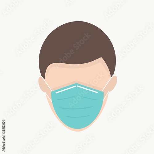 vector illustration of a man in a mask, man wearing medical face mask concept illustration, surgical mask, safety mask