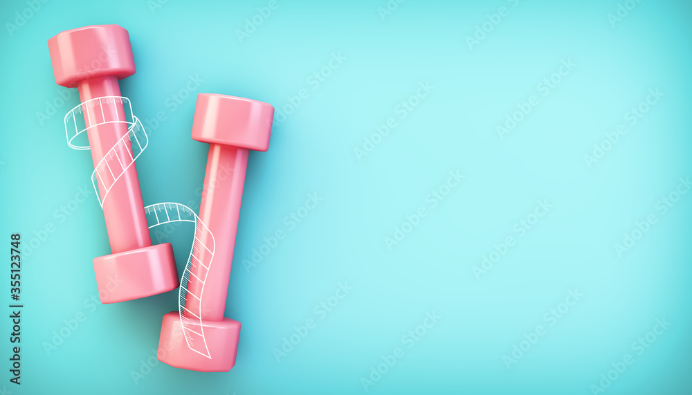 dumbbells on blue background dumbbells on blue background