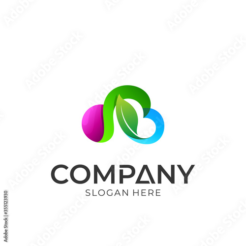 Wallpaper Mural Logo vector of cloud leaf. Simple style. Logo template ready for use. Torontodigital.ca