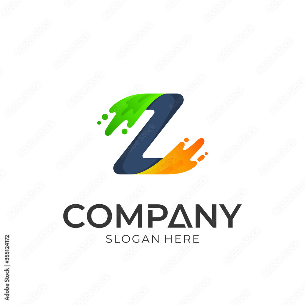 Fototapeta premium Logo vector of initial letter z with water splash. Simple style. Logo template ready for use.