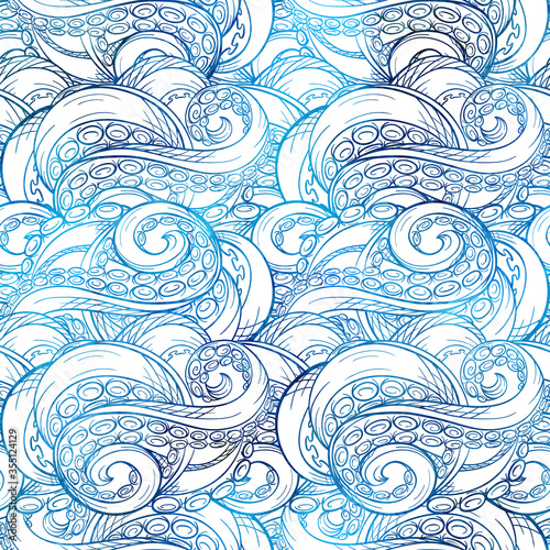 Vector colorful tentacles seamless pattern