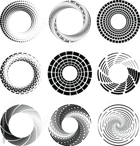 Wallpaper Mural Set of abstract black rectangle dots. Circle form. Geometric art. Trendy design element for frame, logo, tattoo, sign, symbol, web, prints, posters, template, pattern and abstract background Torontodigital.ca