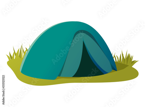 Hiking camping tent.Vector design isolated on white background.