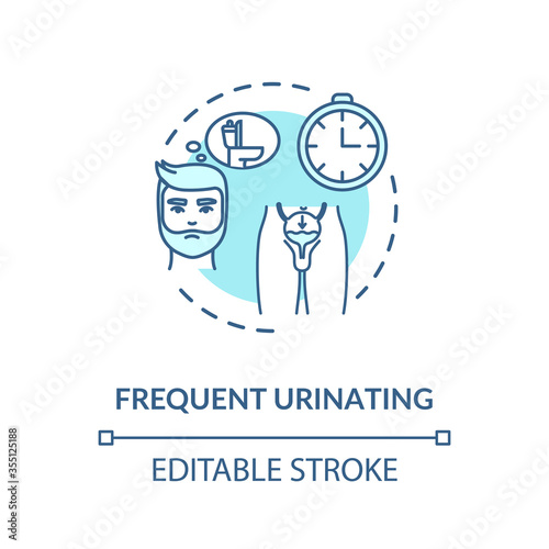 Frequent urination concept icon. Prostatitis symptom idea thin line illustration. Prostate gland inflammation, urinary tract infection. Vector isolated outline RGB color drawing. Editable stroke