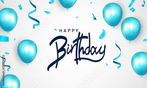 Happy Birthday banner blue celebration background