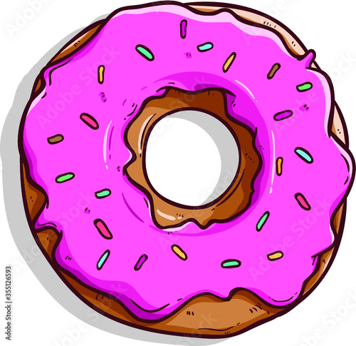 delicious donut with sprinkles and using doodle style with color and outline