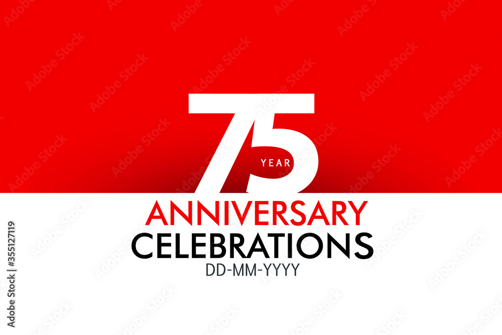 75 year Anniversary Concept Red Color and White for Banner, Poster, Greeting Card - Vector 75 year Anniversary Concept Red Color and White for Banner, Poster, Greeting Card - Vector