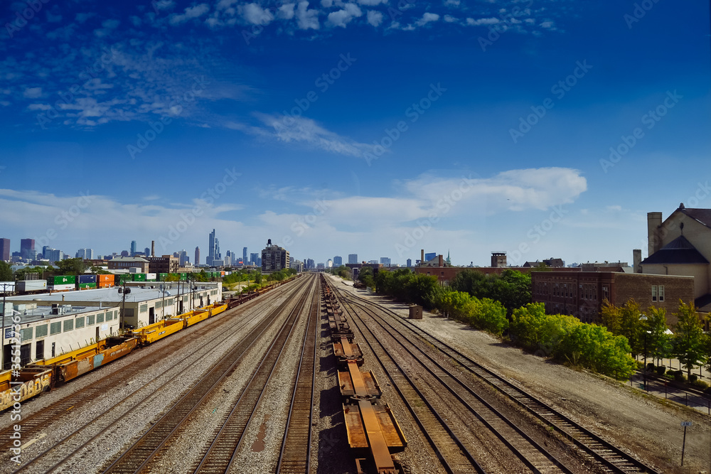 CHICAGO, USA - september 19, 2019 Cityscape image of Chicago railways