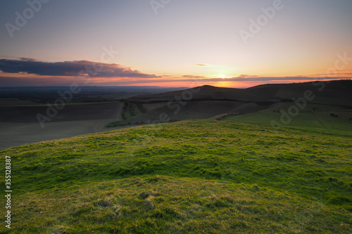 Sunset from the top of Knap Hill looking across the Vale of Pewsey and Salisbury Plain, North Wessex Downs, Wiltshire, UK © Phil