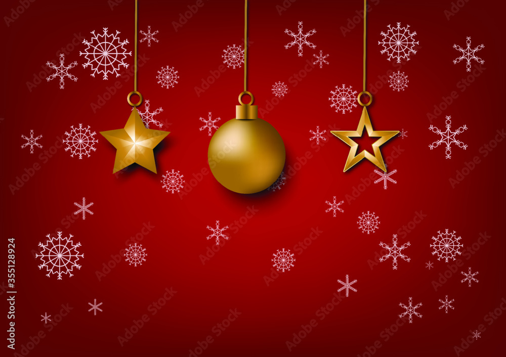 Christmas background with ball, star and snowflake. Vector illustration. Christmas background with ball, star and snowflake. Vector illustration.