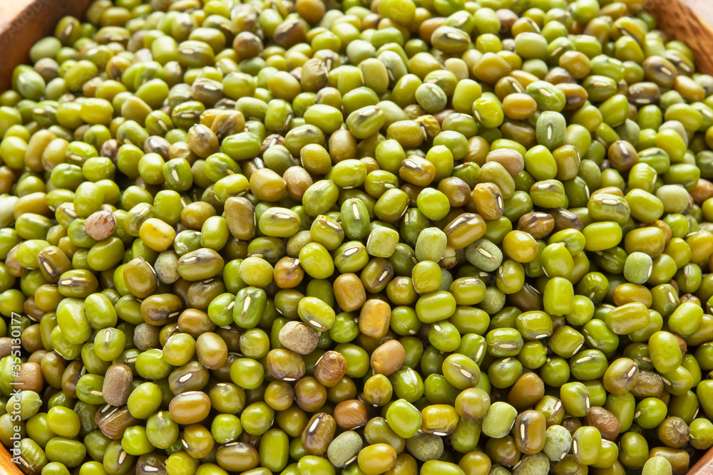 Green mung beans or mash peas close-up