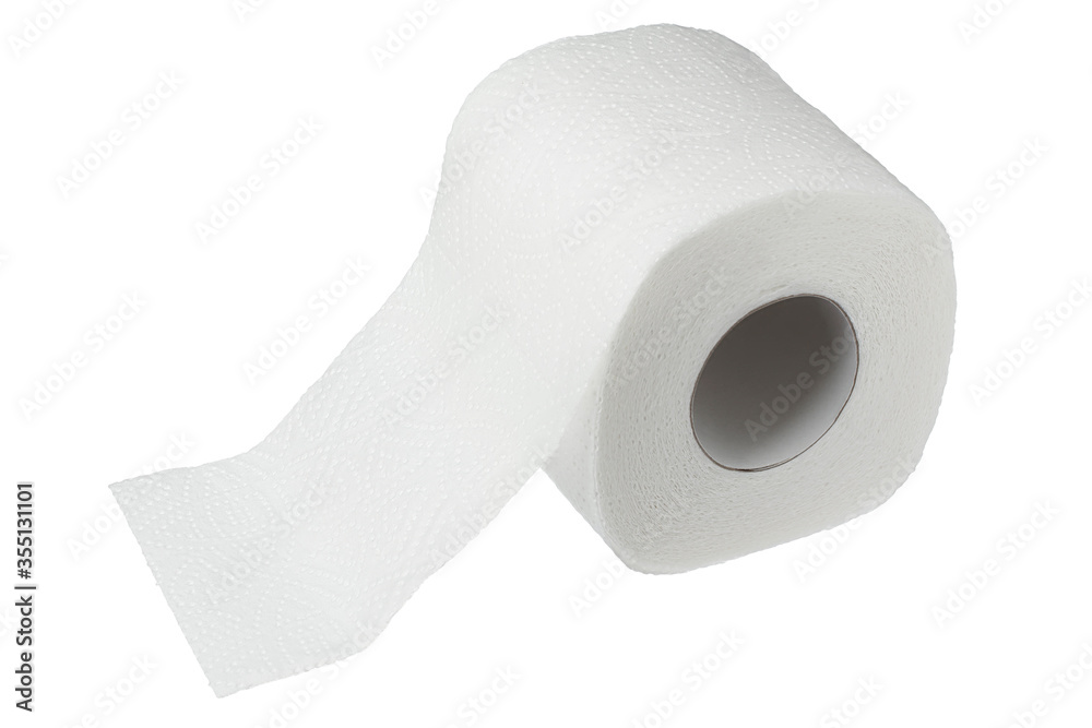 Roll of toilet paper or tissue isolated on white background with clipping path and full depth of field. Roll of toilet paper or tissue isolated on white background with clipping path and full depth of field.