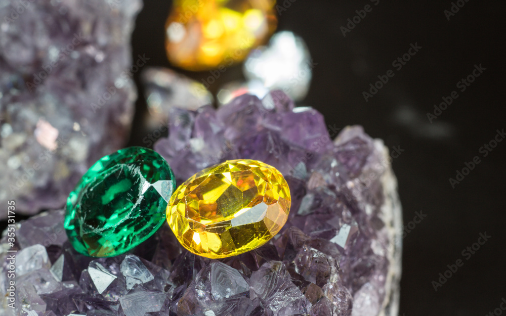 Natural Sapphire gemstone, Jewel or gems on black shine color, Many kinds of natural gemstone collections Natural Sapphire gemstone, Jewel or gems on black shine color, Many kinds of natural gemstone collections