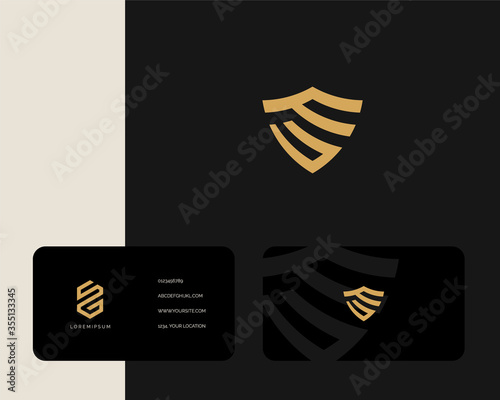 Letter F U logo design with business card vector template. creative minimal monochrome monogram symbol.Premium business logotype. Graphic alphabet symbol for corporate identity