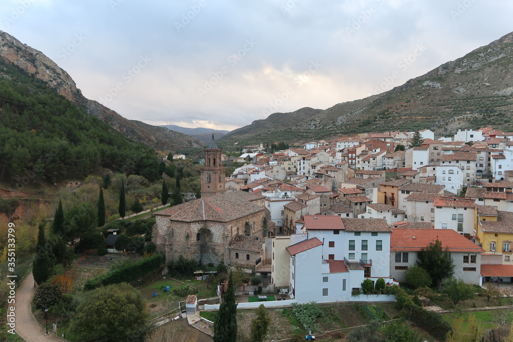 Viewpoint over the rural village of Arnedillo in Spain