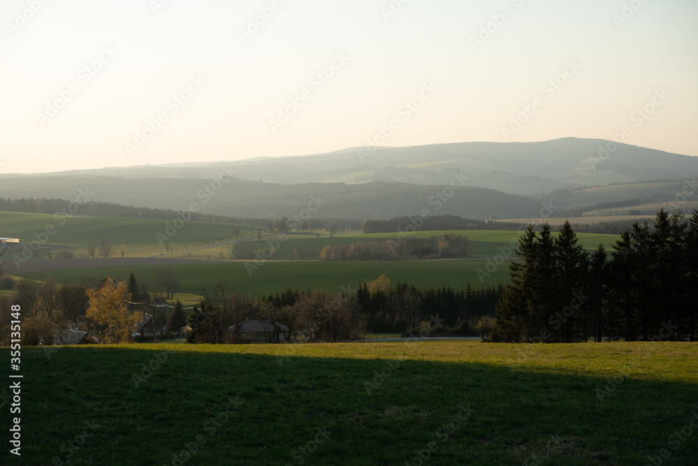 Fototapeta premium sunset in the mountains - Orlicke hory