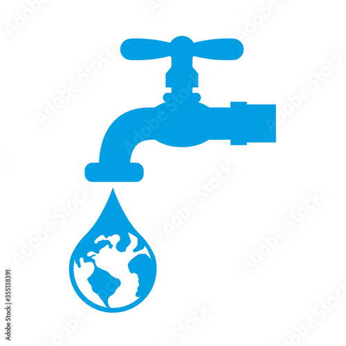 earth planet with water tap