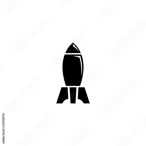 Nuclear Rocket Air Bomb, Atomic Bombshell. Flat Vector Icon illustration. Simple black symbol on white background. Nuclear Rocket Air Bomb, Bombshell sign design template for web and mobile UI element photo